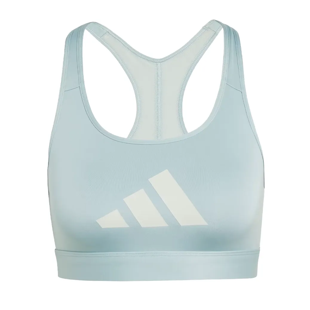 Top esportivo Adidas Powerreact Big Logo Feminino Verde com design sem costura e logo branco central